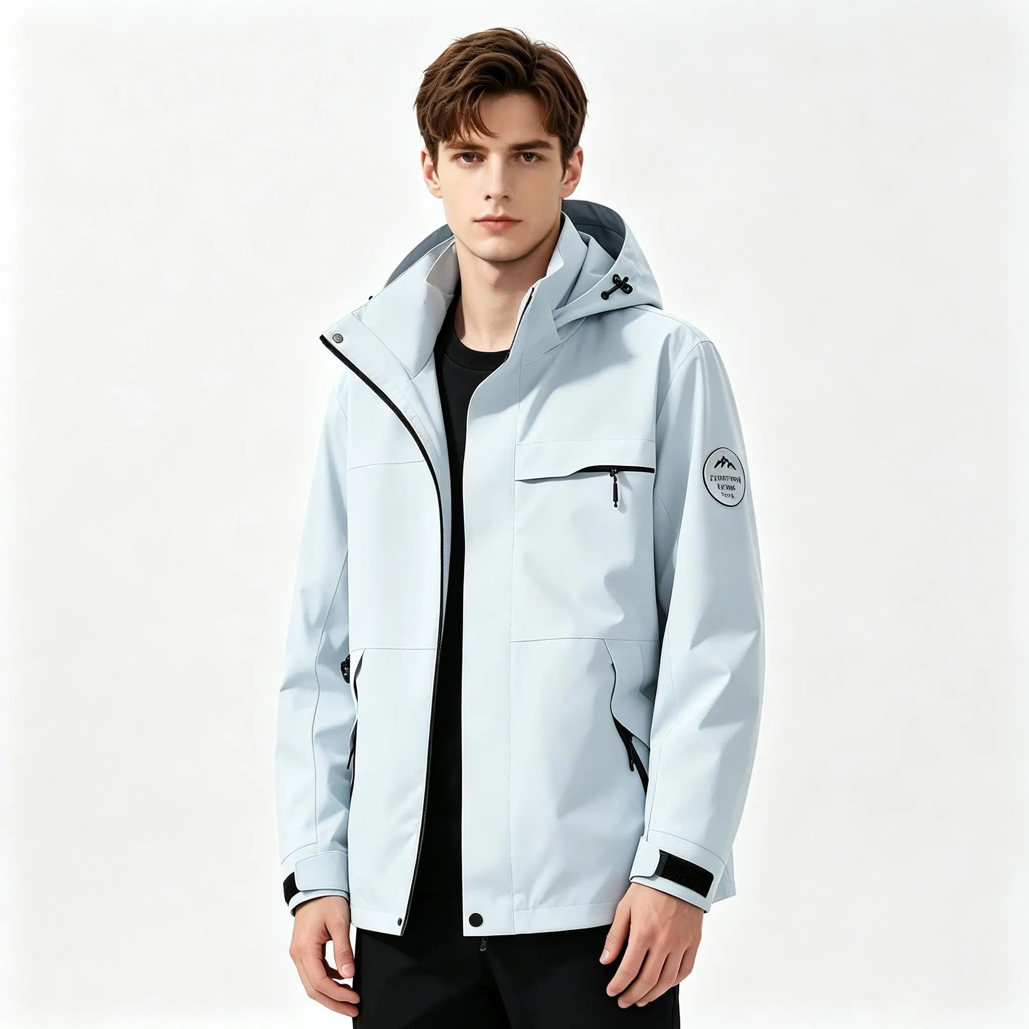 2026 Unisex Heavyweight Hardshell Jacket - U-Neck Hood, Waterproof Shell, Single-Layer Outdoor Outerwear, Windproof Camping & Hiking Apparel, Men’s Style, Multiple Colors Available