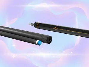 EVO Crown Pool Cue, Royal Black, Black Leather Wrap — Carbon + Glass Fiber Core, 29" Pro Taper Carbon Shaft, 12.5 mm TIME Tip, 3/8-8 Stainless Joint for Ultra-Stiff Precision