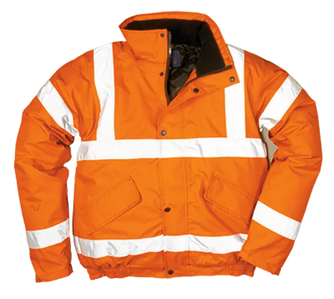 Portwest URT32 4XL Hi-Visibility Class 3 Fleece Long Sleeve Quilted Water Resistant Work Wear Bomber Jacket, Orange - Regular, Contrast