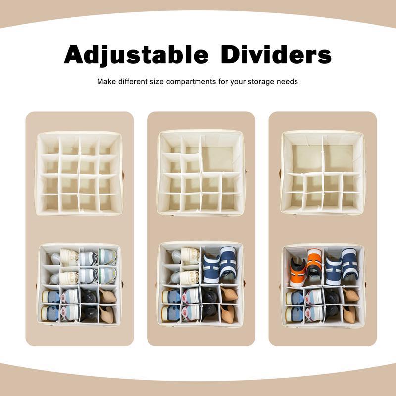 Maximize Closet Space Shoe Organizer for Closet Holds up to 32 Pairs with Adjustable Dividers Fabric Shoe Storage Bins Clear Cover Stackable Dustproof Shelf Rack Ideal for Bedroom Dorm Apartment Entryway