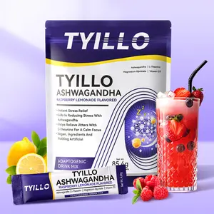 Tyillo Calming Sparkling Mix Metabolic Support with 8-in-1 Magnesium, KSM-66 Ashwagandha, Saffron, Vitamin D3, GABA, L-Theanine. Supports Cortisol Balance, Mood, Sleep. No Sugar. Non-GMO. Raspberry Lemonade Flavor