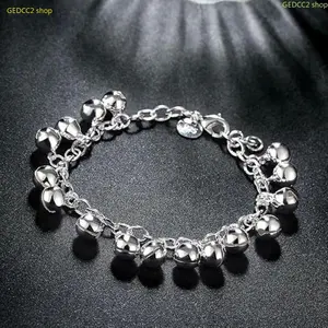 925 Sterling Silver Pendant Bracelet for Women, Elegant Shiny Charm Bangle Jewelry, Adjustable Fashion Wrist Accessory for Wedding, Party, Banquet, Daily Wear & Holiday Gift