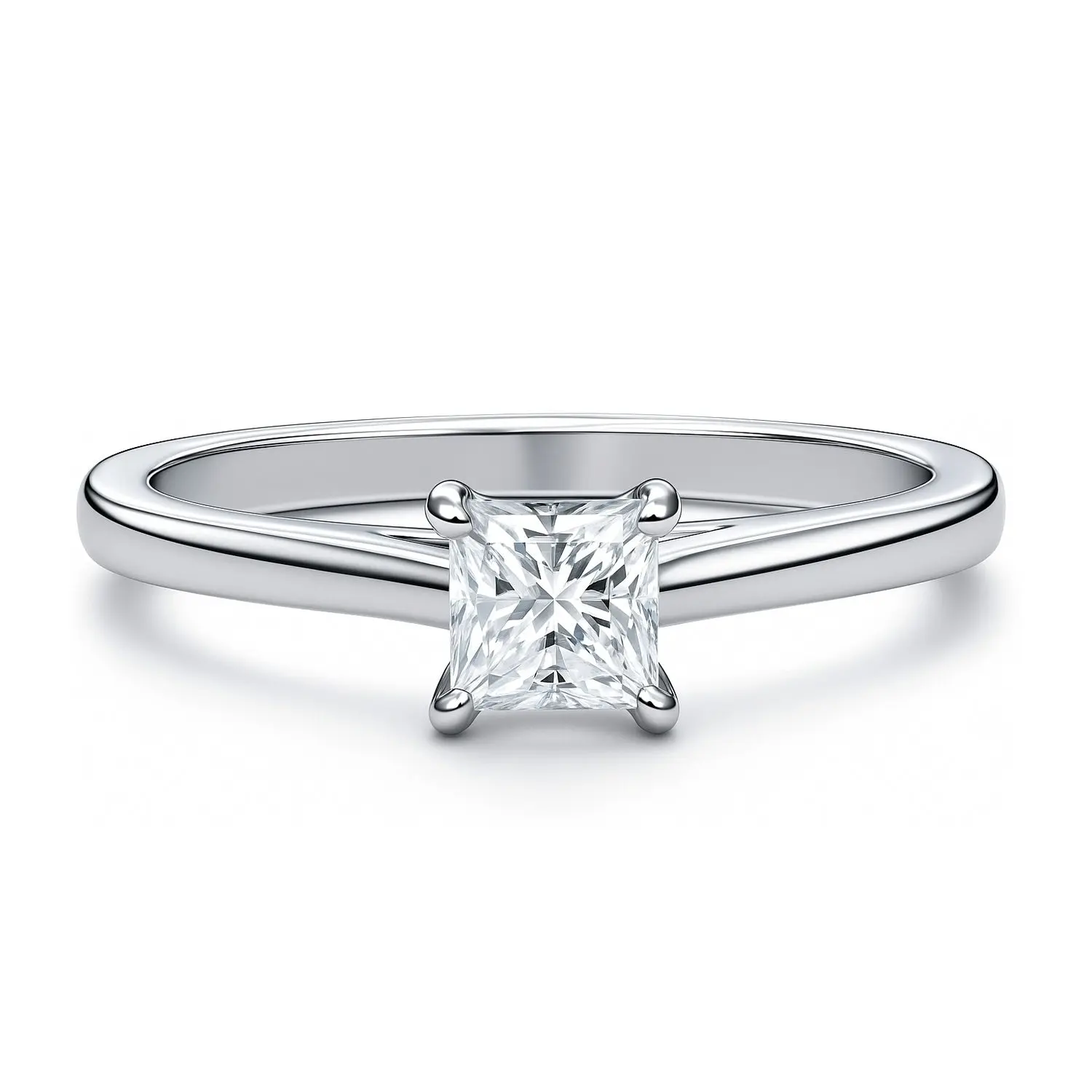BERRICLE Sterling Silver Solitaire Engagement Promise Rings for Her, 0.4 Carat Princess Cut Cubic Zirconia CZ Ring