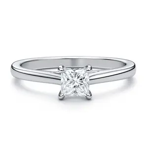 Solitaire 0.4ct Princess CZ Ring in Sterling Silver