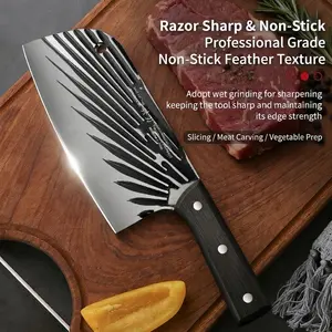 7.3" Hand Forged Meat Cleaver, High Carbon Stainless Steel Slicing Knife with Non-Stick Hammered Blade, Full Tang Butcher Chef Knife for Kitchen & BBQ summervibes