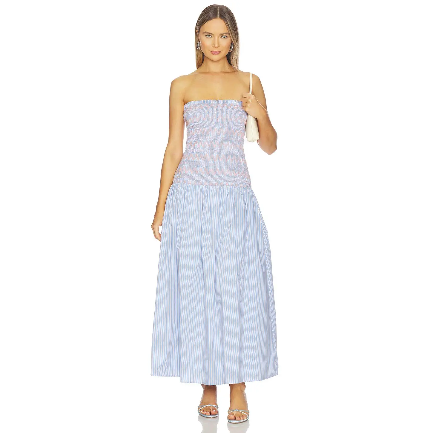 Line & Dot Eleni Smocked Dress in Blue Multi - TikTok Shop