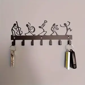 Bohemian-Style Key Hook Storage Rack, a Space-Saving Key Holder for Home Or Commercial Use - Powder-Coated End, Artistic Silhouette Design, Minimalist Decor. Perfect for Decorating Entryways, Living Rooms, Bedrooms