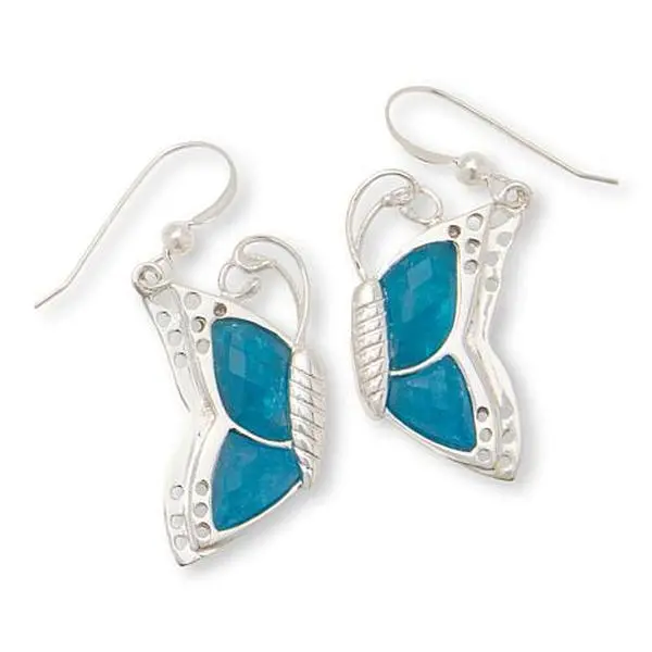 Mine Finds by Jay King Sterling Silver Neon Blue Apatite Butterfly Drop Earrings
