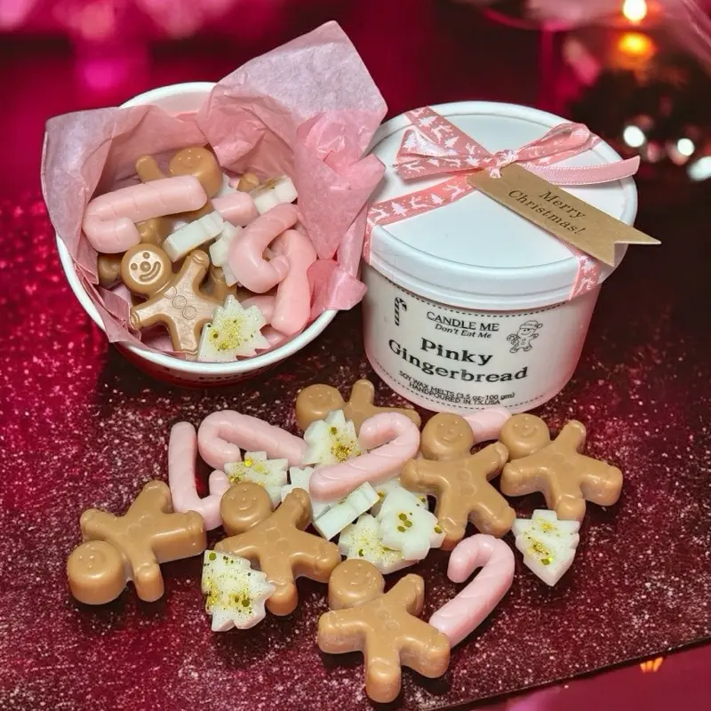 Pinky Gingerbread Christmas Wax Melts (4 oz), Handmade Soy Wax, Christmas and Holiday Scented Decor.