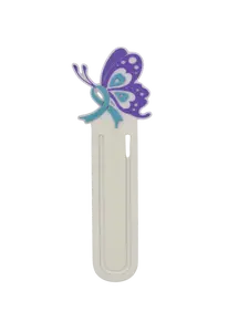 Purple & Teal Pretty Butterfly Ribbon Bookmark - Durable 3D Printed - Dual Use Design - Perfect for Journals & Gifting - Mental Health Awareness Semicolon Symbol