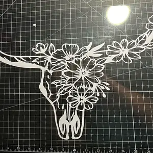 Longhorn Skull Will Flowers Truck or Car Decal in Weatherproof Vinyl - Perfect for Any Vehicle