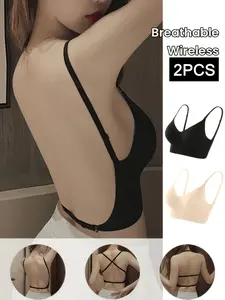 Women's Solid Wireless Push Up Bra, Adjustable Strap Seamless Lingerie Top, Soft Comfortable Breathable Lingerie for All Seasons, Womenswear