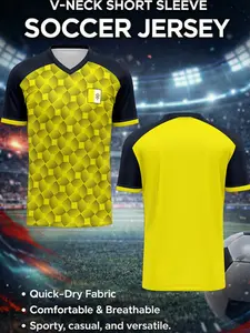 Men's Football T-Shirt Vatican Home/away Jersey, V-Neck Short Sleeve, Quick-Dry Breathable, Sporty Casual Wear, All Seasons