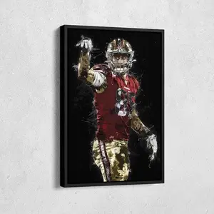 George Kittle Poster - San Francisco 49ers Football Wall Art, Man Cave or Home Decor, Watercolor Style Print [UNFRAMED - PRINT ONLY]