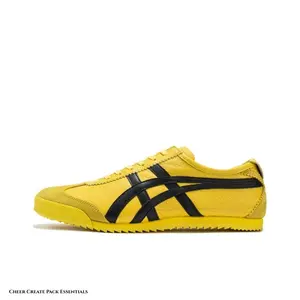 Unisex Low Top Retro Casual Shoes Yellow Black Suede Lace-Up Sneakers