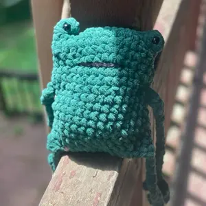 Crochet Large Frog Plushies - Soft Toy with Black Eyes and Textured Pattern