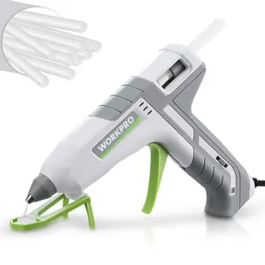 #fathersdaygift WORKPRO Hot Glue Gun Full Size - 60/100W Dual Temp Glue Gun and Sticks Set with 10 COUNTS Glue Sticks (7/16") - 90S Fast Preheating Hot Glue Gun Kit for Construction, Crafting, DIY and Repairs