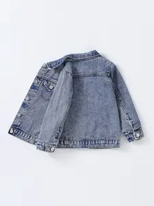 Vintage Fashion Denim Jacket, Cute Washed Blue Outerwear, Spring & Fall Jean, Suitable for Play & Photography, Ages 8 and Below