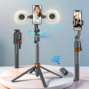 360°Rotatable Selfie Stick Tripod Rechargeable Smart Face Tracking Tripod with 2 Fill Light Phone Holder for Live Streaming Vlog Rotatable Remote light tripod and flexible secure hold clamp portable