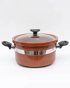 Handmade Glazed Clay Cooking Pot 5 Quart – Natural Earthenware Pot for Stove Cooking, Non-Toxic Ceramic Handi, Traditional Clay Casserole for Healthy Cooking, Heat Resistant & Durable Kitchen Pot