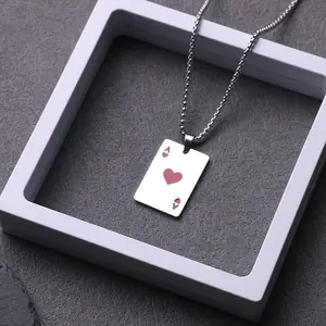 Ace Card Charm Necklace, Trendy Streetwear Chain for Everyday Style