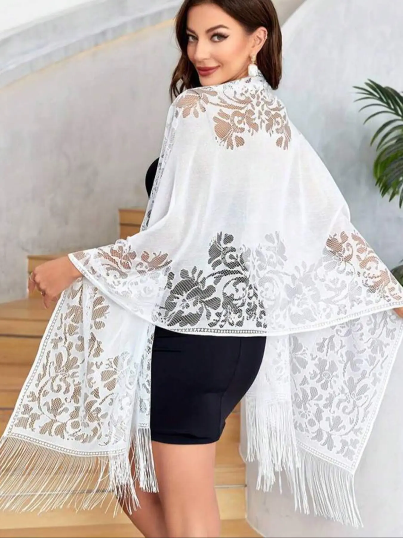 Elegant Women's Lace Scarf, Elegant Evening Dress Shawl, Boho Style Shawl, Fashion Shawl, Perfect Accessory for Special Occasions, Stylish and Chic Design, Multifunctional Lace Scarf, Floral Print Shawl, Floral Pattern Shawl, All Season Shawl