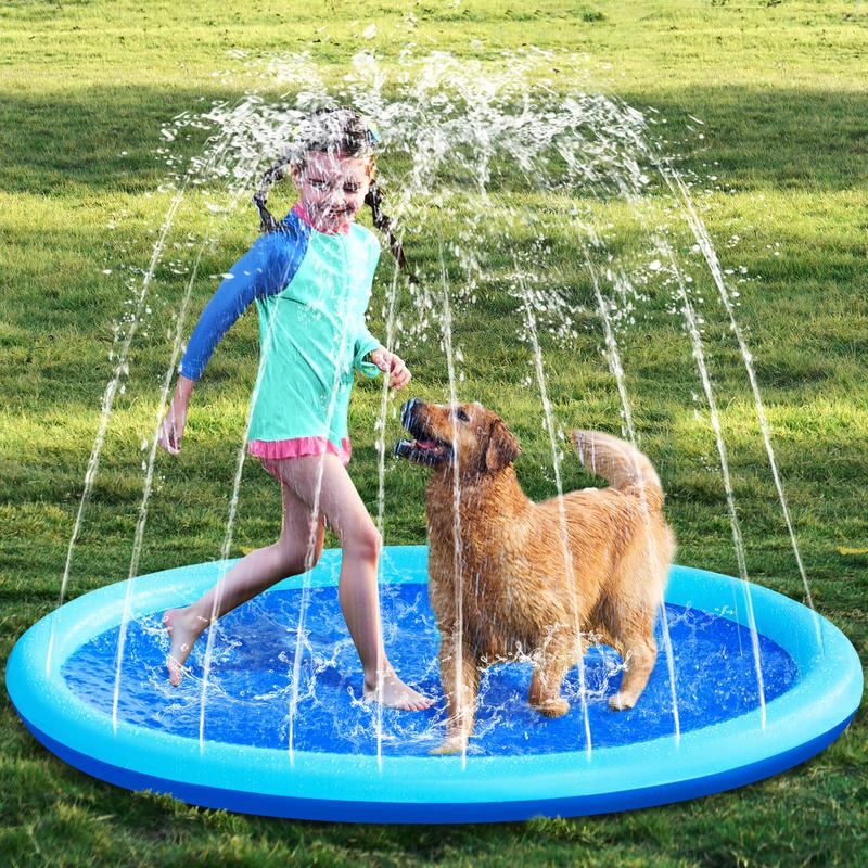 SLOOSH Non-Slip Splash Pad Sprinkler - Outdoor Water Toys Play Mat for Toddlers Kids Dogs, Outside Thickened Sprinkler Pool Party Durable Backyard Fountain for Girls Boys Pets (60in&72in, Blue) TikTokShopSummerTurnup