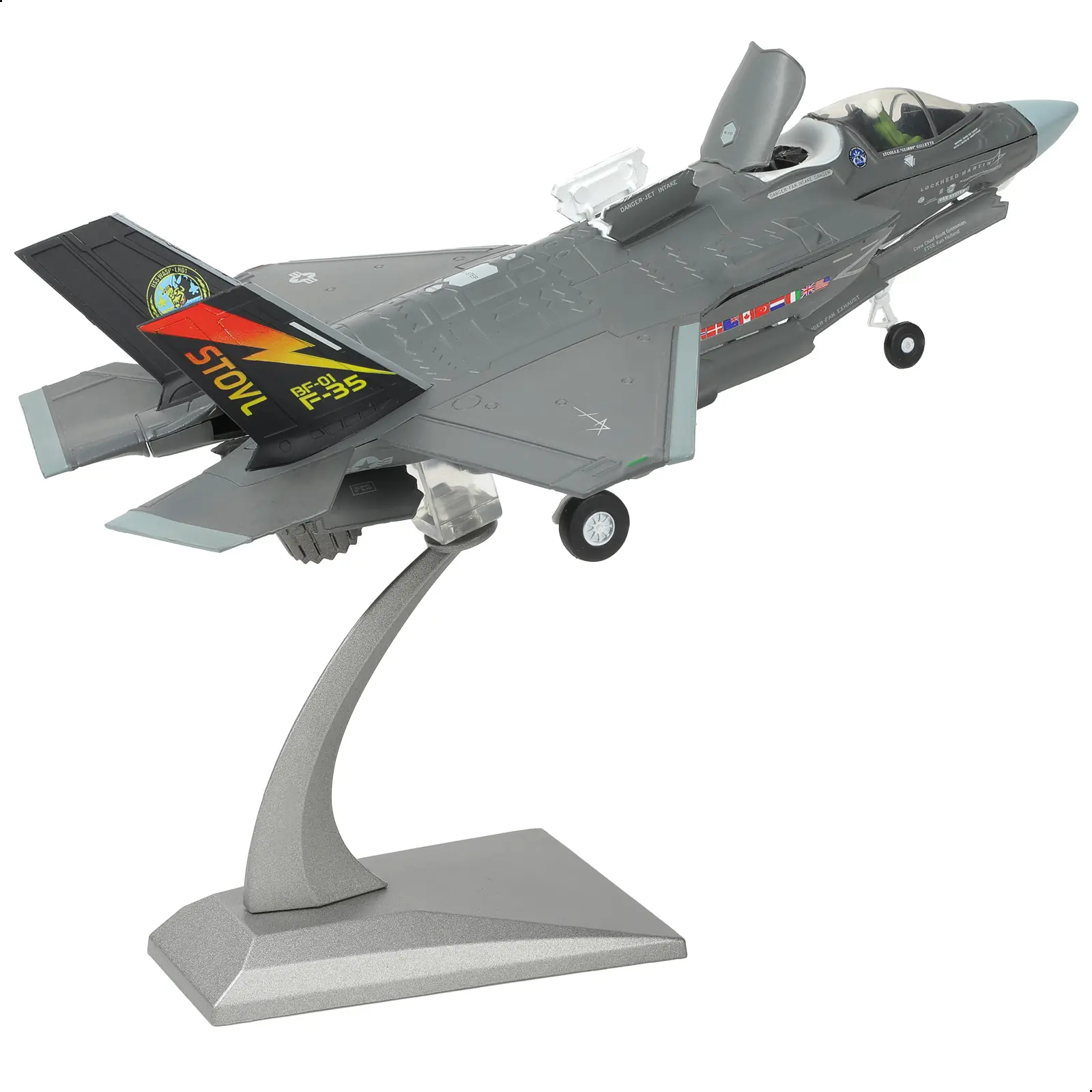 1:72 Scale F-35B Marine Corps Lightning II Fighter Die-cast Model Kit - With Bracket, Display Stand, Realistic Missiles, Bomb Bay, Bright Crisp Paint Finish, Details, Open Cockpit, Durability - Collectible Gift for Military Enthusiasts, Adults