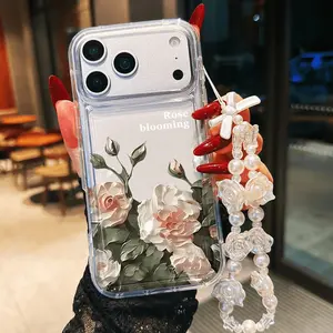 Sweet Floral Pattern Phone Case, Transparent Full Coverage Tpu, Anti-Drop, Compatible with iPhone 11/12/13/14/15/16/17 Pro Max