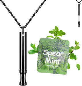 Breathing Necklace to Quit Smoking and Vaping with Refillable Mint Pods Stop Smoking Aids Fidget Necklace for Anxiety Relief Smokeless Inhaler for Adults