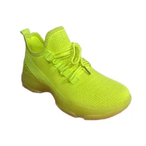 1930 Sporty Rhinestone Glitter Round Toe Sneakers for Women - Neon Yellow All Seasons Runner Sports Shoes for Casual Running & Training Athletic Trainer Footwear Girl Closed