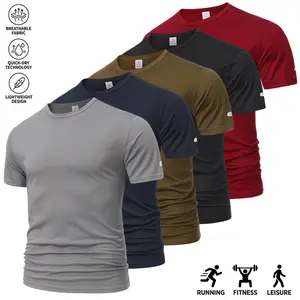 Pack of 5 men’s summer printed T-shirts made from skin-friendly, soft fabric; breathable, sweat-wicking short sleeves for running, fitness, and casual wear; lightweight crew neck available in multiple colors—a stylish, comfortable option for young adults.