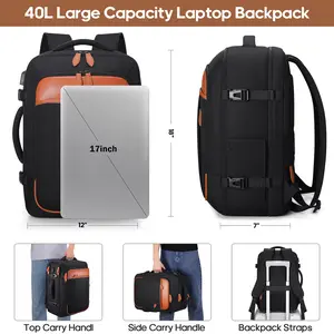Travel Backpack Flight Approved Luggage for Men & Women Expandable Weekender Bag with 4 Packing Cubes Large Capacity Organized Traveling 17-inch Laptop Compartment Charging Port