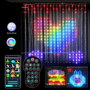 Smart Curtain String Light App DIY Picture Text Led Display Smart LED RGB String Light RGB LED Bluetooth Control Curtain Lights