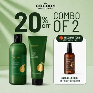 Cocoon Pomelo Hair Shampoo & Conditioner Bundle - 100% Vegan, Sulfate-Free, Anti-Frizz, Moisturize, Repair, Suitable for All Hair Types, 10.5 fl oz Each