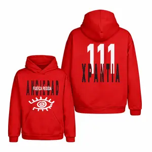 Official Style Fuerza Regida Graphic Hoodie – Ansiedad Eye Logo Pullover | Red Corridos Tumbados Apparel | Trendy Urban Fit