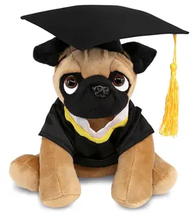 PLUSH GRADUATION - PLUSH - PUG DOG 8"