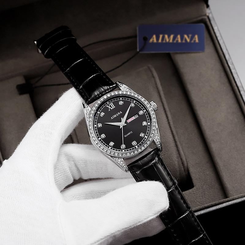 Swiss Luxury Men's Watch - Log Series Diamond Dial Luminous Quartz Wristwatch, Waterproof Business Classic