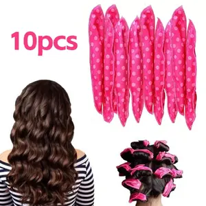 PINK Polka Dot Print Heatless Curling Silky Satin Flexi Rods Hair Volumizing Clips in Pink Heatless Styling Tools Heatless Haircare | Heatless Hair Curler in Satin - 10PCS/20PCS ﻿
