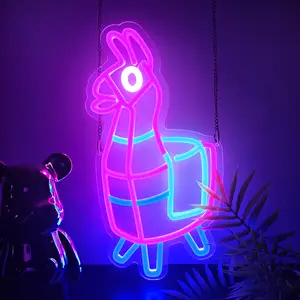 Lucky Llama Neon Sign for Wall Decor Game Led Neon Light for Gamer Man Cave Birthday Gifts for Enthusiast Player Dimmable Led Sign for playroom Club Bar Dorm Decor Size 7.5 * 15In adjustable rgb
