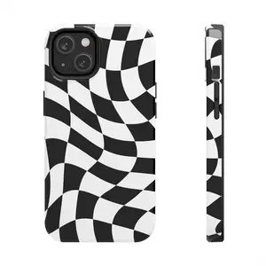 Wavy Black White Checkerboard Phone Case | Tough Phone Case