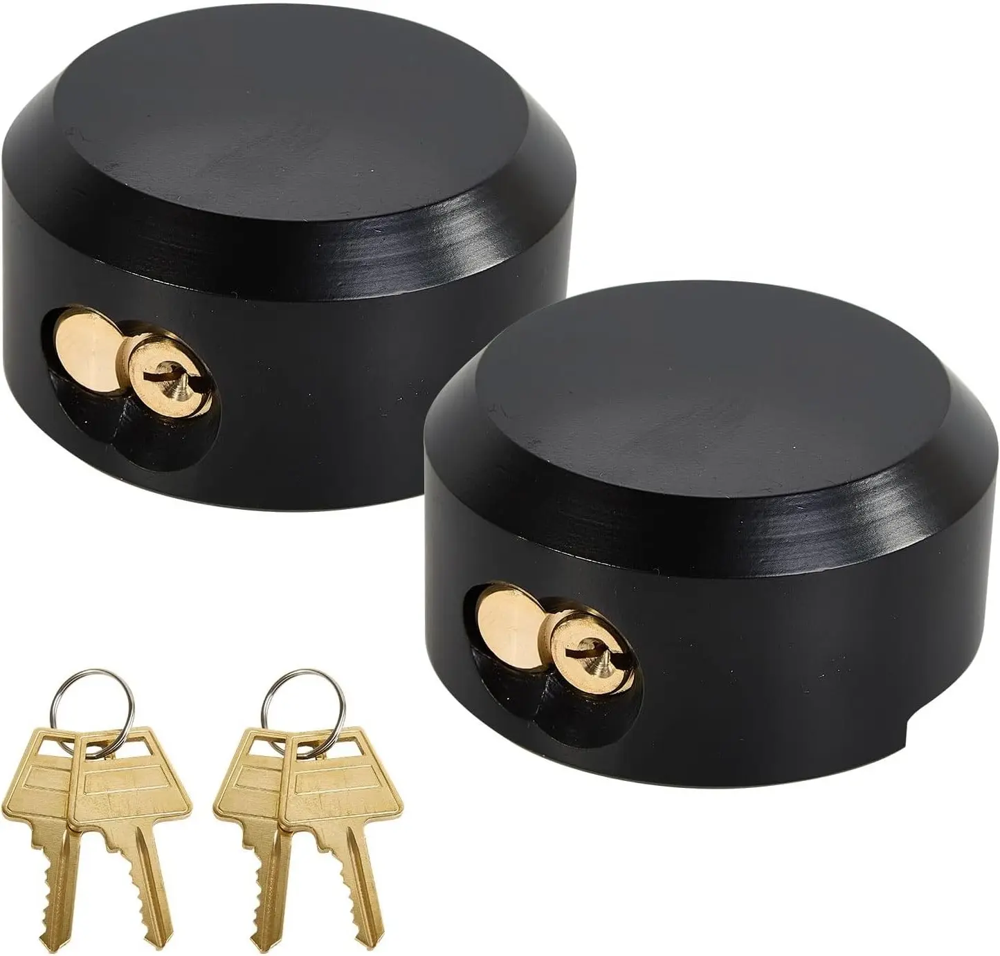 2 Pack Heavy Duty Trailer Door Locks Keyed Alike Hockey Puck Style Hidden Shackle Padlocks with 4 Keys Solid Steel for Trucks Vans Sheds Gates Garage