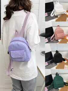 Lightweight Portable Corduroy Solid Color Backpack Suitable For Teenage Boys And Girls, Work, Commute, Return To School, School Bag, Laptop Compartment, Large Capacity School, Outdoors, Travel, Outings, Casual Travel Backpack