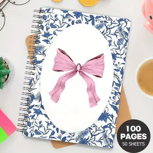 Bow Pattern Spiral Notebook, 1 Count Exquisite Print Pattern Notebook, Personal Planning and Life Record Book, Suitable for Gifting to Friends, Family, Loved Ones