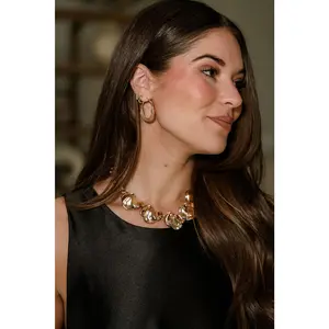 Selena Gold Textured Hoop Earring