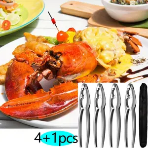 Set of 4 Crab Leg Clamp Tools, Multipurpose Shellfish Crab Claw Cracker Opener, Stainless Steel Seafood Lobster Crackers and Tools for Seafood Boil Gatherings Supplies, Dishwasher Safe