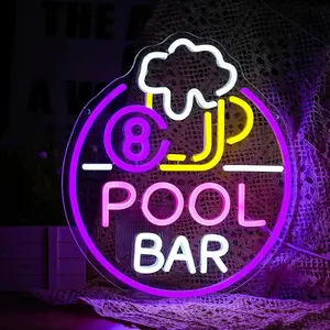 Pool Bar Neon Sign, Personalized Pattern Sign, LED Furniture Lighting, Decorative Light, Suitable for Pool Party, Cruise Ship, Bar, Club, Home Courtyard Wall Decorative Neon Sign