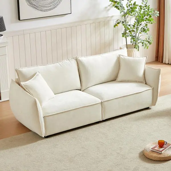 [Bellemave] Modern Living Room Sectional, Wide Living Room Sectional, Stylish Chenille Triple Sectional with Extra 2 Pillows, Thickly Padded Seat and Back and Armrests for Apartment, Living Room