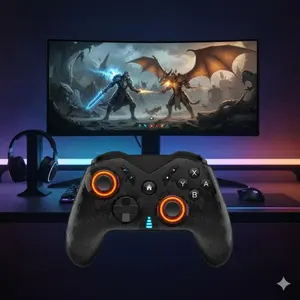 Wireless Bluetooth Gaming Controller with Dual Modes, Ergonomic Design, Adjustable Vibration. High-Precision Joystick, Turbo & Macro Functions. Compatible with Switch, PC, Android, Steam, TV Cloud Gaming.