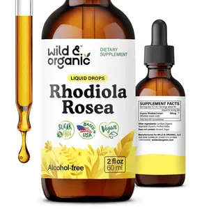 Wild & Organic's Rhodiola Rosea Tincture - Mood Support - Relaxing Rhodiola Supplement - Root Extract Liquid Drops - Vegan, Sugar & Alcohol-Free - Healthcare
